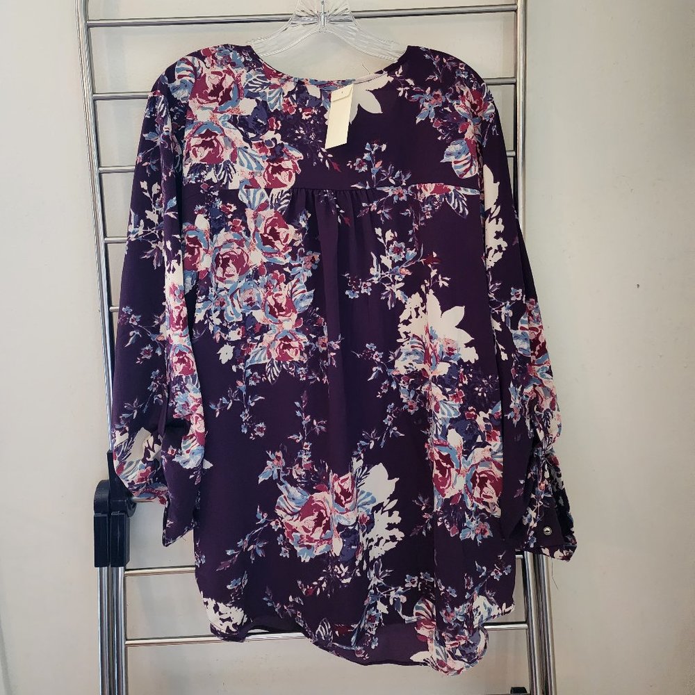 Christopher & Banks Purple Floral Tunic - Size 3x